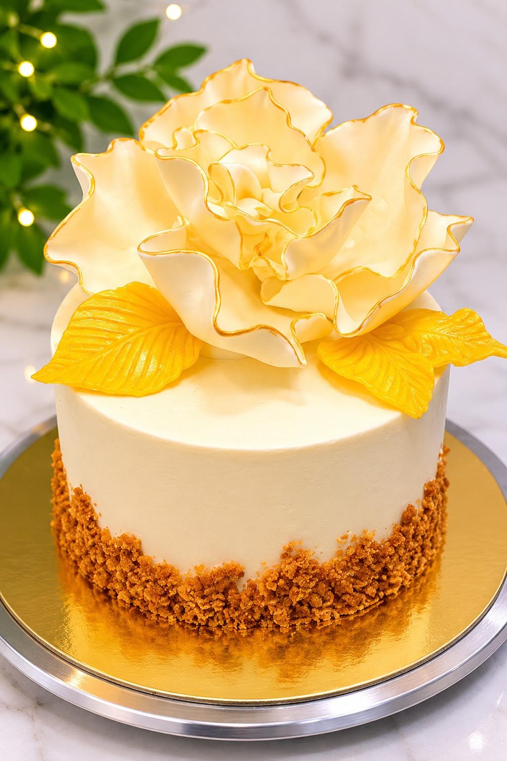 Elegant gold flower cake