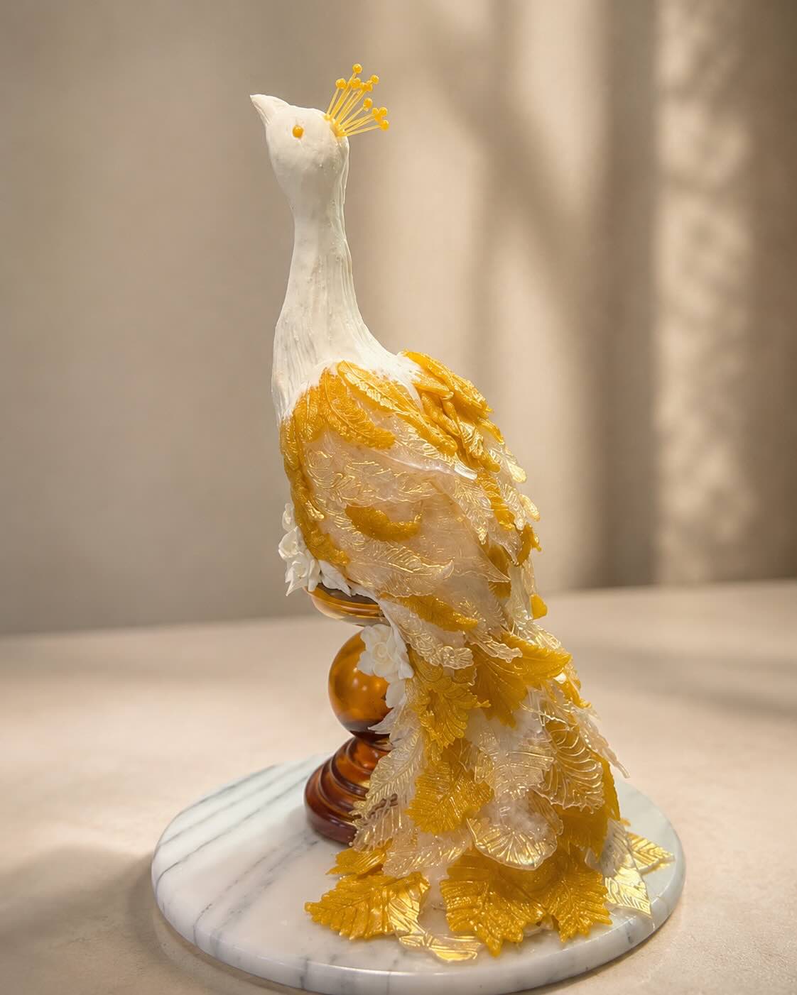 Sugar peacock sculpture